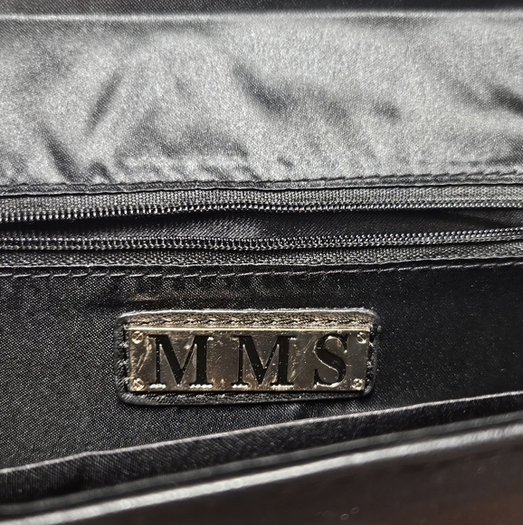 MMS Black Faux Leather Studded Clutch with Gold Chain Strap - Picture 7 of 8